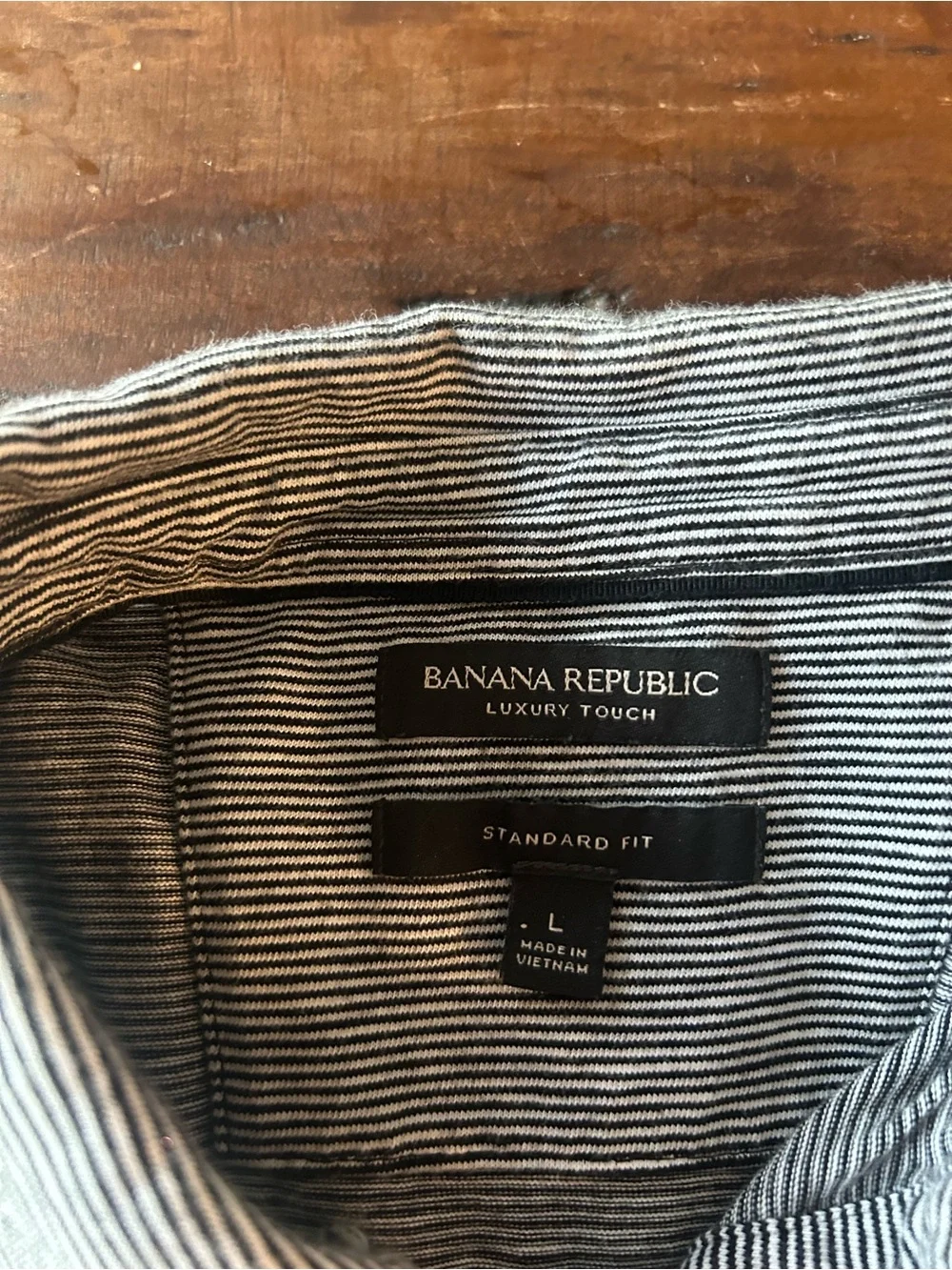 Banana Republic Men’s Luxury Touch Standard Fit Black & White Micro-Striped Polo
